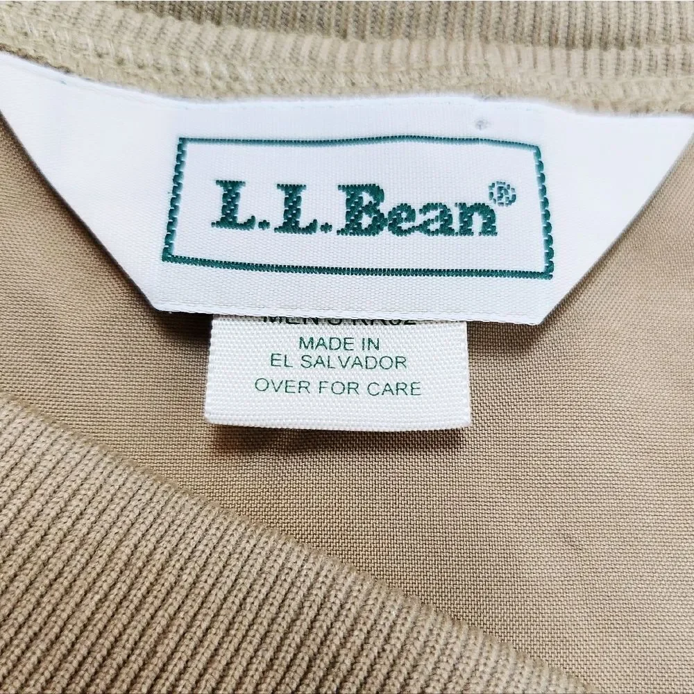L.L.Bean Mens Golf Windbreaker V Neck Pullover Long Sleeve Top Tan Size XXL Tall
